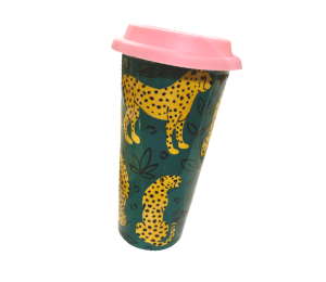 North San Jose Color Me Mine Cheetah Travel Mug